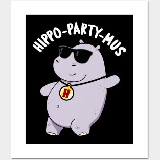 Hippo-party-mus Funny Animal Hippo Pun Posters and Art